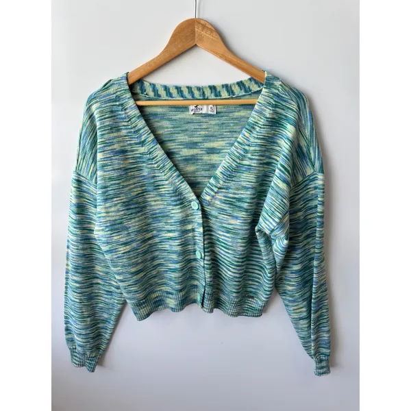 Hollister Knit Cardigan Cropped‎ V Neck Button Front Sweater XL - Image 2