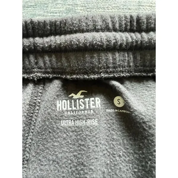 Hollister Gray Cargo Wide Leg Cinch Hem Ultra High Rise Sweatpants Small - Image 3