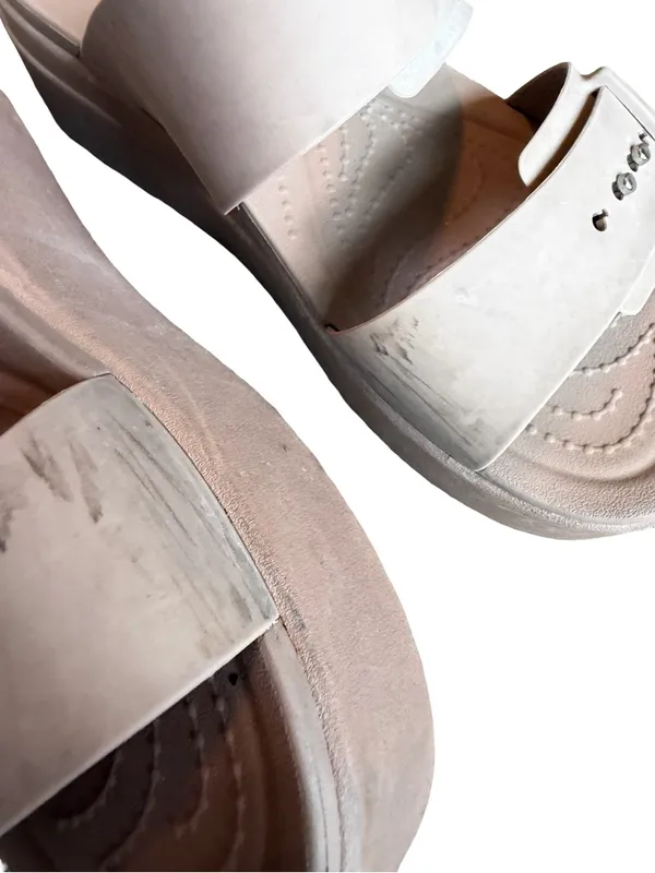 Crocs Taupe Double Buckle Platform Slide Sandals Flatform Comfort Size 8 Women's - Image 5