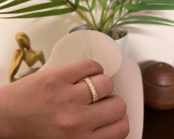 Sterling Silver SIZE 5 18kt Gold Plated 925 Stackable Dazzling Pink Cubic Zirconia Ring - Image 2