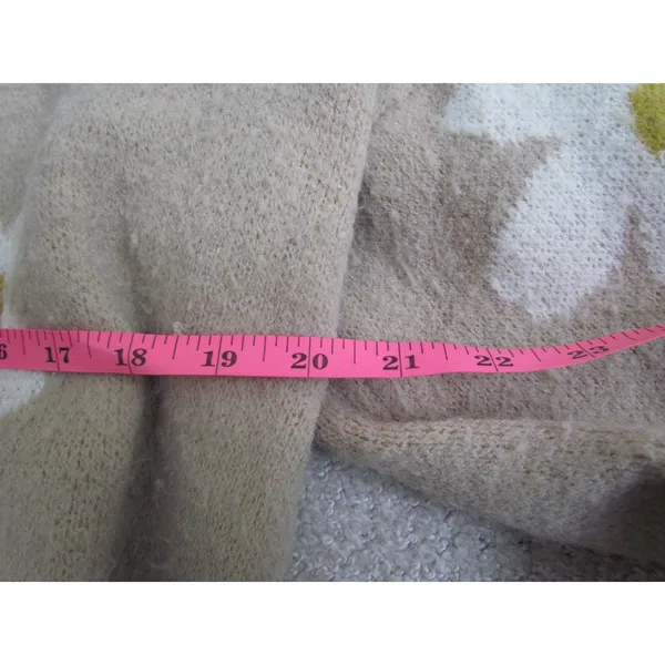 Debut‎ Floral Daisy Knit Sweater M/L Beige Crew Neck Boho Cottagecore CA9820-B - Image 7