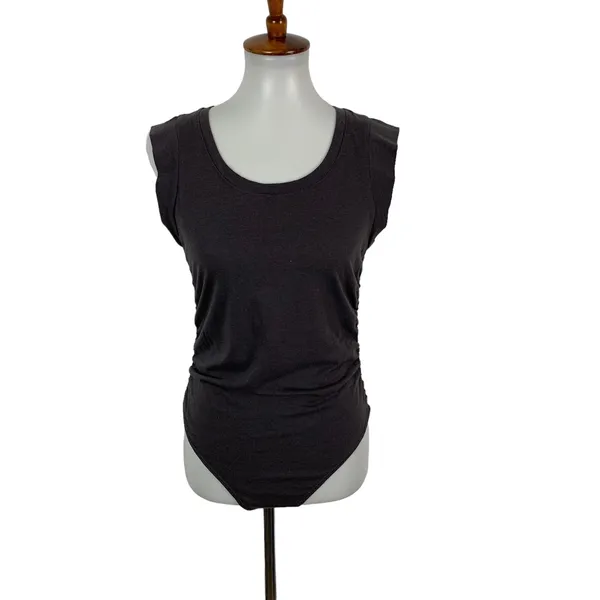 Altar'd State Medium Brown Bodysuit Short Sleeve Fitted Stretch - Image 2