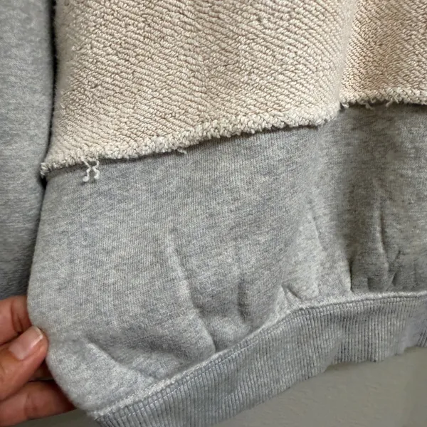 Free‎ People Camp Crush Hoodie Sweatshirt Womens Medium Terry Cloth Gray Cream - Image 14