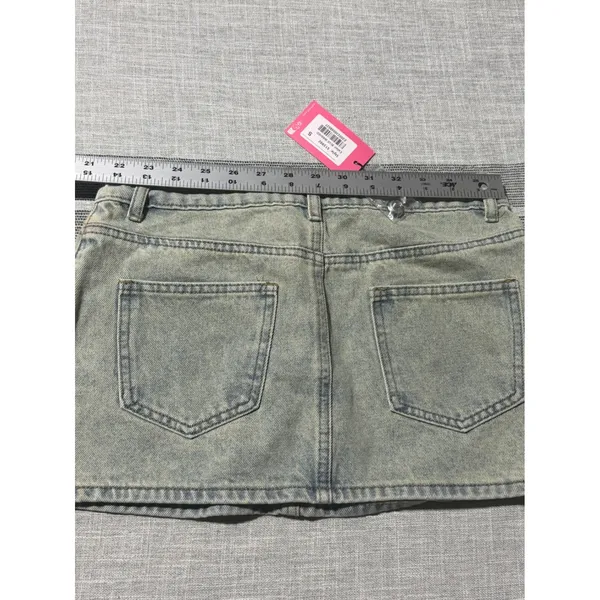Edikted Blue Washed Denim Micro Mini Skirt Y2K Low Rise Size Small S15992 - Image 5