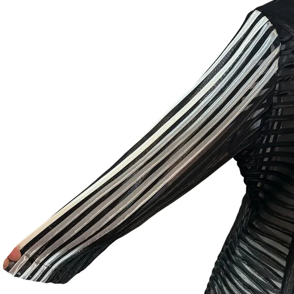 Damee Inc 2 PC Set Top and Overshirt Black Silver Sheer Mesh Art XL Space Punk - Image 10