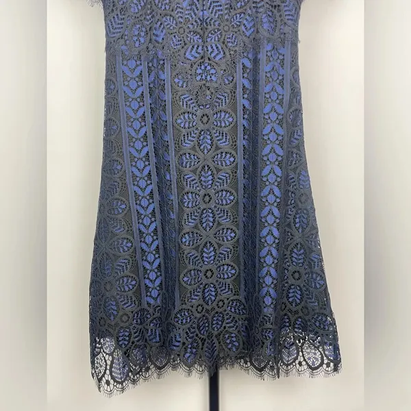 For Love & Lemons Black Blue Lave Lyla Open‎ Back Short Sleeve Mini Dress - Image 7