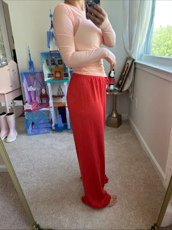 Zara red wide leg pants. S-M - Image 8