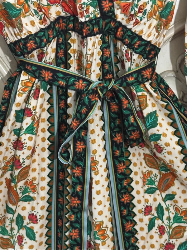 Farm Rio x New Anthropologie Cotton Boho Floral Jumpsuit Long Sleeve S-S - Image 8