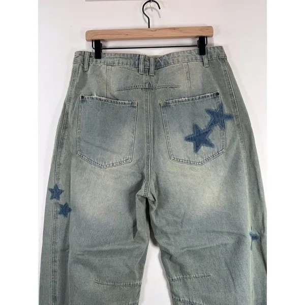 Talulah Womens Jeans Blue Denim Star Walk Barrel Baggy Loose High Rise Size L - Image 11