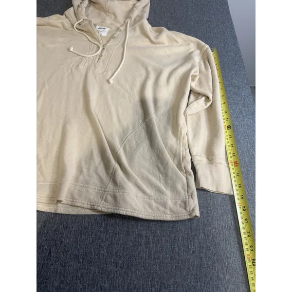 Aerie Women's Beige Henley Pullover Hoodie Oversize Sz M - Image 8