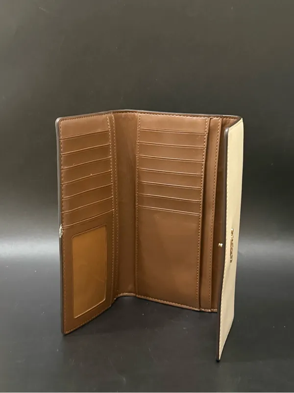 COACH Chalk/ Khaki Coated Signature Canvas Slim Trifold Wallet - Image 7