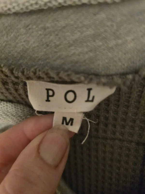 POL Two-Tone Grey Waffle-Knit Patchwork Pullover - Image 4