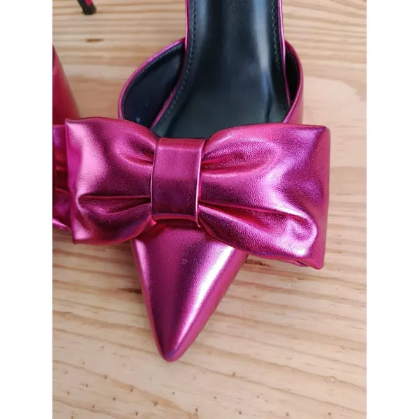 RAID Martini Metallic Pink Bow Pointed Toe Slingback Heels Shoes Size 8 US - Image 7
