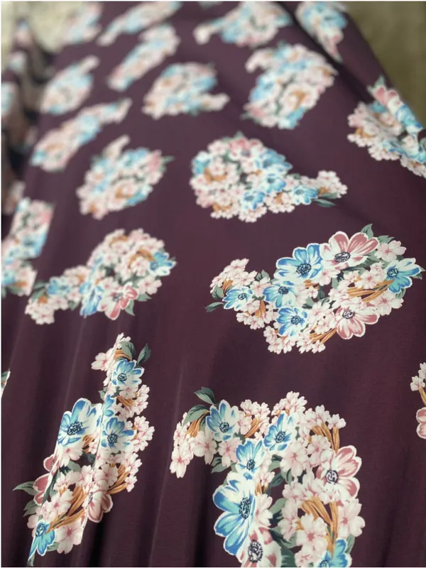 Altar’d State Burgundy Floral Smocked Maxi Dress Boho Coquette Romantic Feminine - Image 4