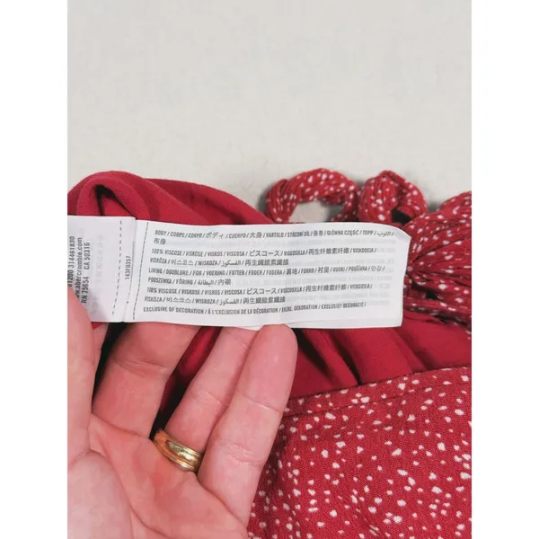 Abercrombie & Fitch Polka Dot Faux Wrap Mini Skirt Size XS Red Dainty Whimsical - Image 10