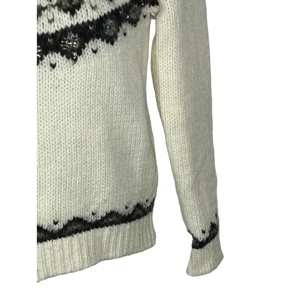 LOFT Ann Taylor Jeweled Wool Alpaca Mohair Mock Neck Sweater Medium - Image 6