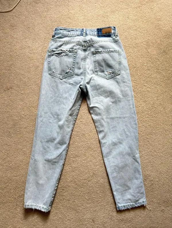 High Waisted Distressed Mom Jeans - Image 3