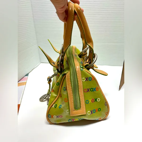 Vintage Y2K XOXO Mini Handbag – Green Logo‎ Print with XOXO Charms - Image 6
