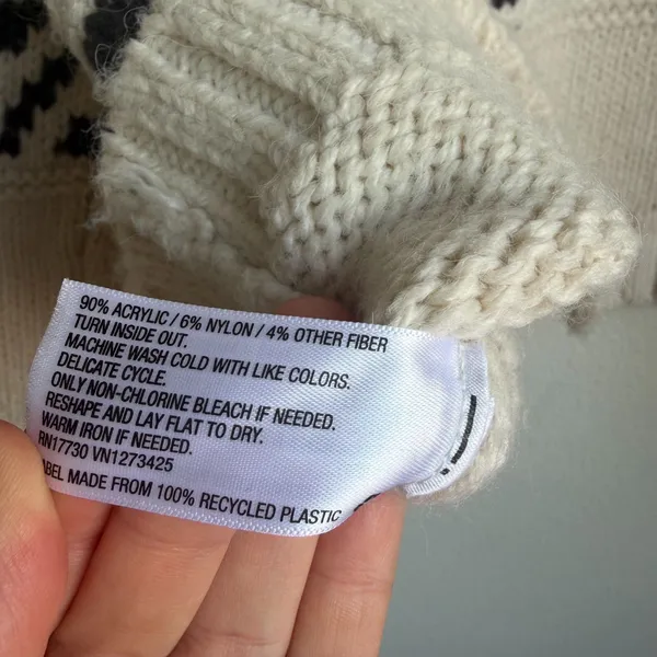 UNIVERSAL THREAD Fair Isle Geometric Cream Chunky Knit Sweater Womens Large - Image 6