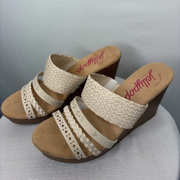 Jellypop women’s Size 8 Cream Woven Strap Wedge Sandals Memory Foam(B95)&✨ - Image 5