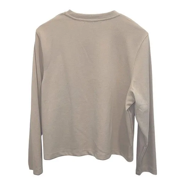 Mango‎ Womens Decorative Stitching Crew Neck Long Sleeve Sweatshirt Beige Medium - Image 4