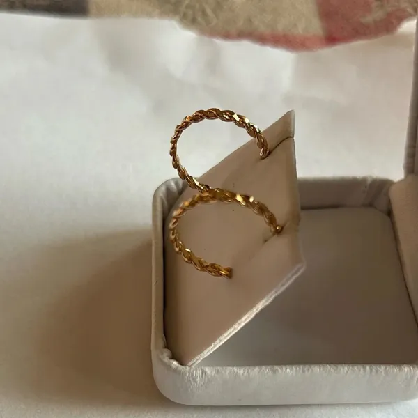 3/$20 Gold Plated Twisted Braided Thin Circular Hoop Earrings 1” Stud - Image 3