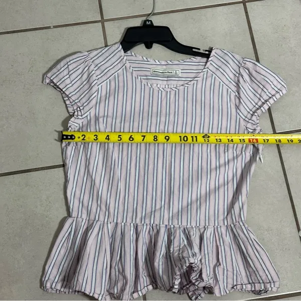 Abercrombie & Fitch Women Stripe Pink Peplum‎ Top Blouse size Small - Image 7