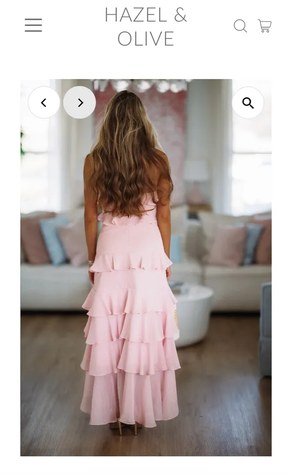 Hazel & Olive Pink Ruffle Maxi Dress – Size Medium - Image 3
