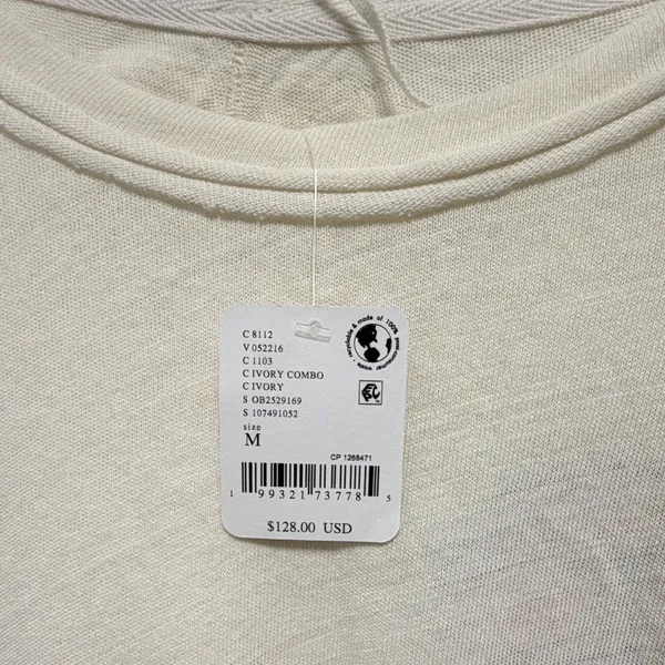 We The Free Ivory Embroidered Knit Long Sleeve Crew Neck Pullover Top Size M - Image 3