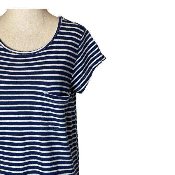 Joie Blue And White Striped Cotton Short Sleeve Pullover Mini T Shirt‎ Dress S - Image 4