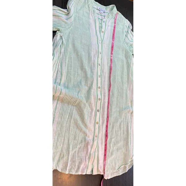 April Cornell Striped Button Down Tunic‎ Top Boho Gauze Womens S Semi Sheer READ - Image 10