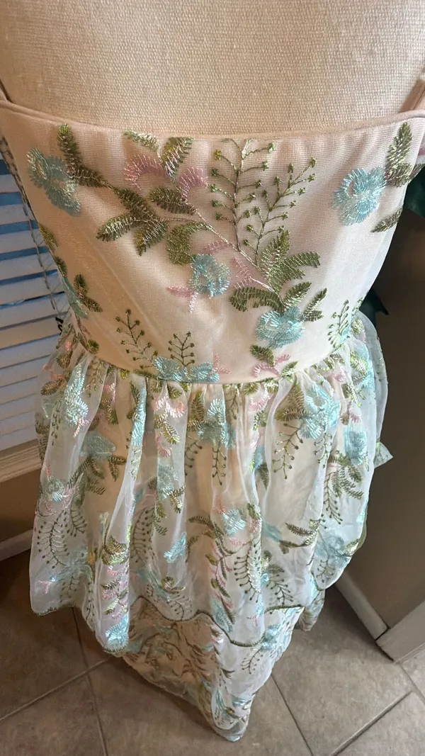 Vici Pink Embroidered Floral Tiered Spaghetti-Strap Dress - Image 6
