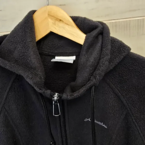 {S} Columbia Hooded Full Zip Up Drawstring Jacket Dark Gray Black - Image 3