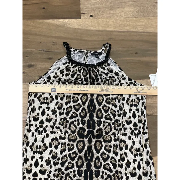 MSK Cream Animal Print Halter Shift Dress Chain Detail Size L New With Tag - Image 7