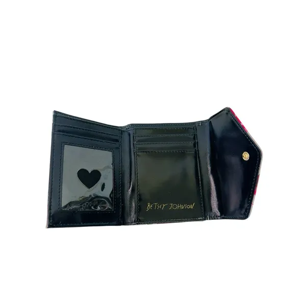Betsey Johnson‎ Greige XOLANA Flap Wallet Tri-Fold Card Pink Multi Color NWT - Image 4