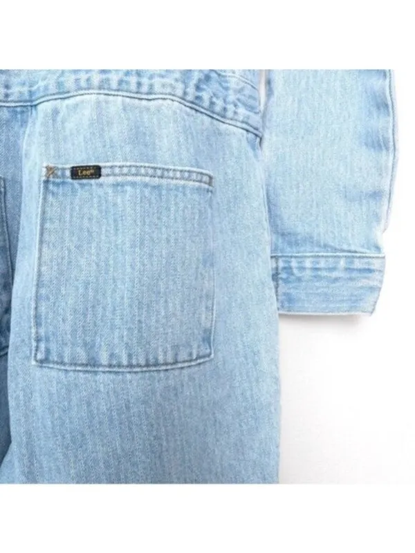 NWT Free People x Lee Union-Alls Coverall Denim Jumpsuit S Sky Blues Stripe - Image 14