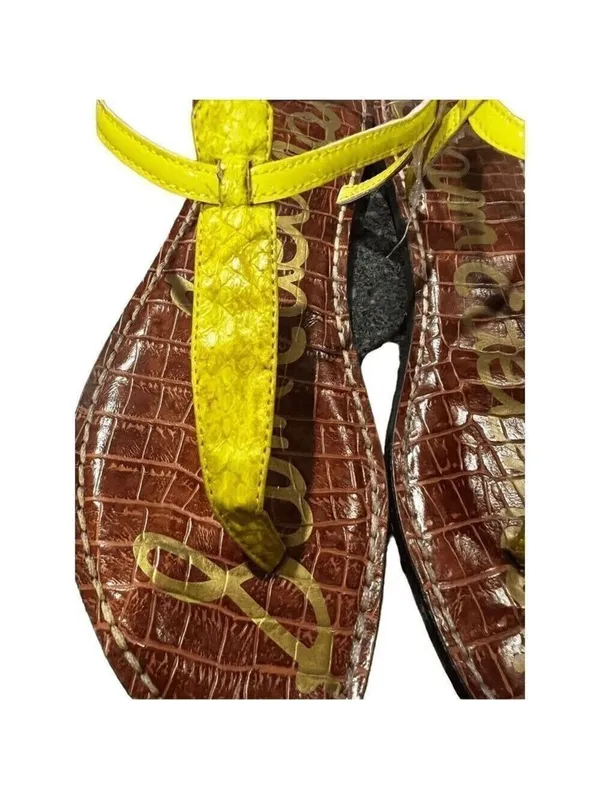 SAM EDELMAN Yellow Thong Sandals Womens 8.5 Flat Summer Trendy - Image 7