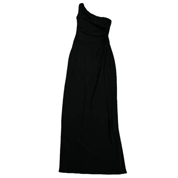 Ralph Lauren Evening Dress 2 Maxi One‎ Shoulder Faux Wrap Ruching - Image 2