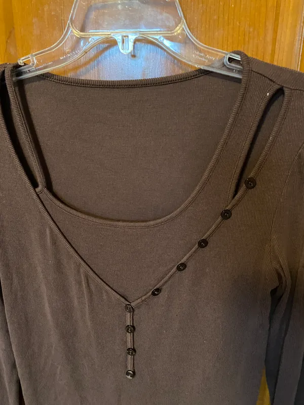 Brown Henley Top  - Image 4