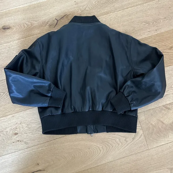 Boohoo -Faux Leather Pocket Detail Bomber Jacket Size 4 in Black - Image 3