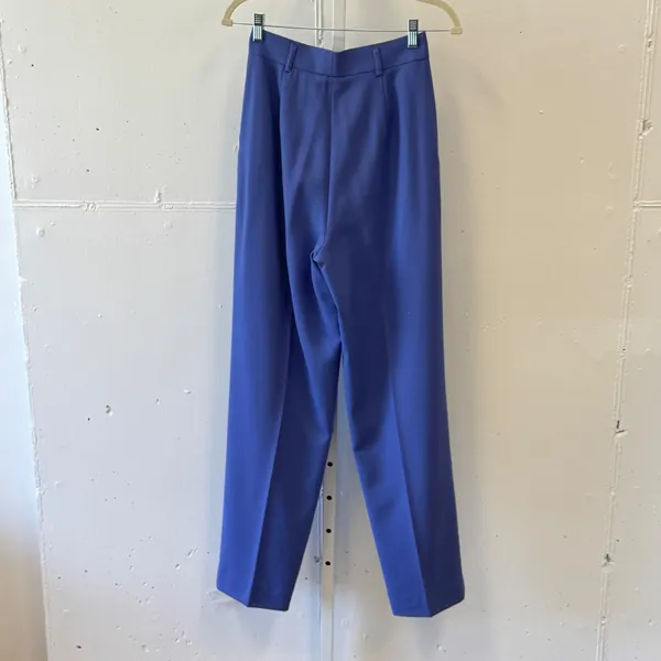 Classiques Entier Vintage Periwinkle 100% Pure Wool High Rise Pleated Trousers 4 - Image 2