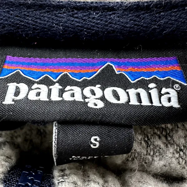 Patagonia Woolyester Fleece Sweater 1/4 Zip Stand Collar Knit Oatmeal Small - Image 3