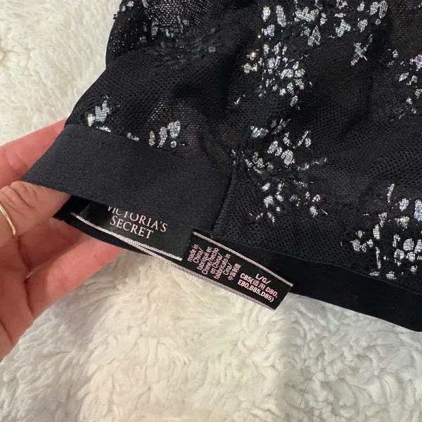 Victoria's Secret Womens Black Mesh High Neck Bralette Sparkly Sz L Emo Girl Festival Grunge - Image 5