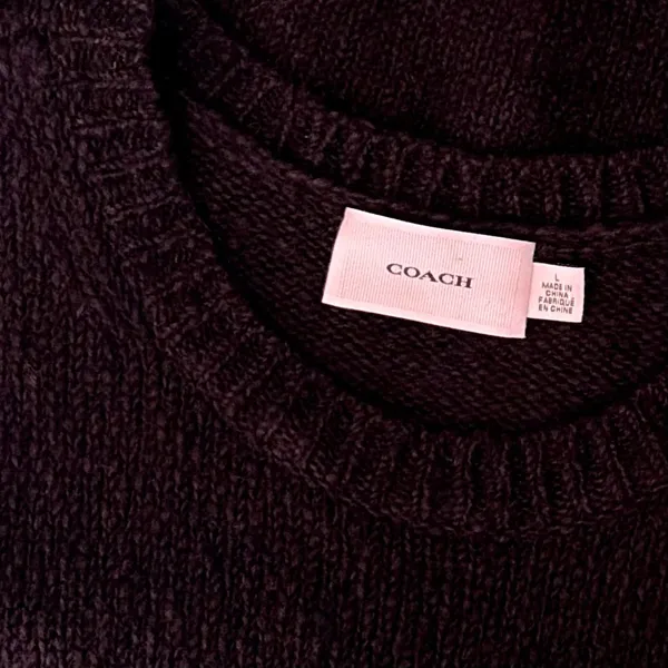 COACH Crewneck Sweater Vest Black Embroidered Organic Cotton Wool Cashmere Large - Image 11