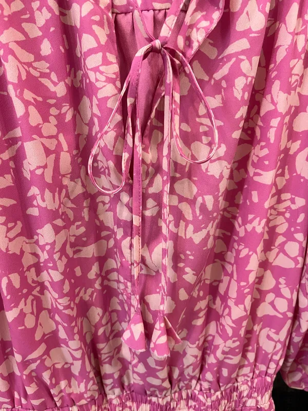 PINCH Boutique pink and cream long sleeve dress - Image 3
