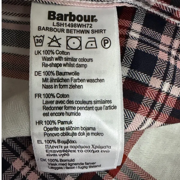 Barbour Bethwin Shirt Womens 10 White‎ Red Blue Plaid Cotton Button Down - Image 6