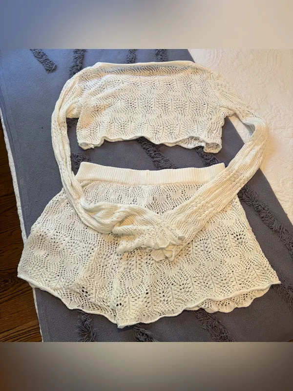Princess Polly Leah Knit Set. Size: 12. White. - Image 6