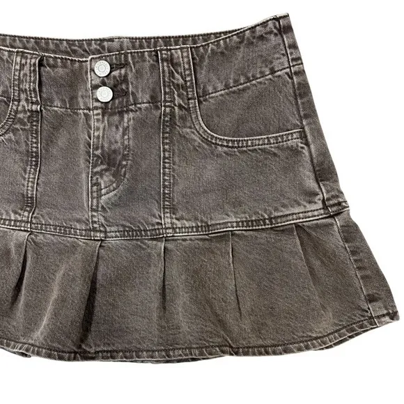 PacSun Brown Low-Rise Denim Micro Mini Skirt Sz 27" Pleated Y2K Grunge Cyber - Image 6