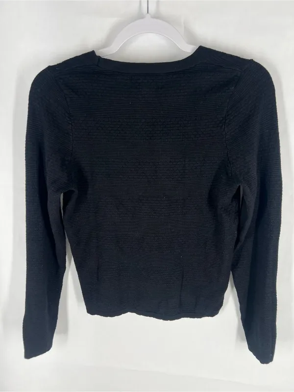 Pinque Textured Black Lace-Up Front Sweater Top Size M - Image 10