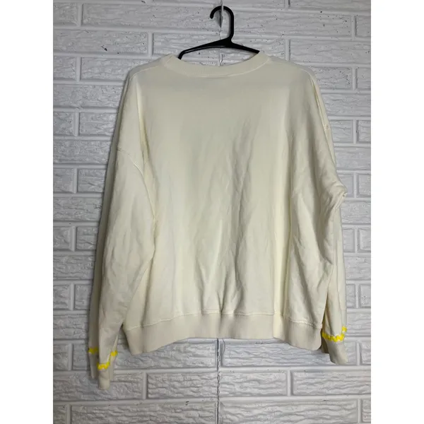 Mokuyobi Sweatshirt Womens L Cream Good Funny Business Clown Ric Rac Trim trendy - Image 7